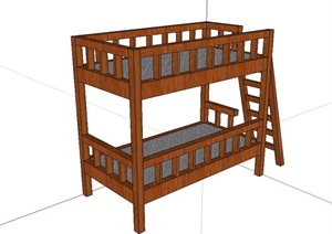 住宅室内卧室高低床SU(草图大师)模型
