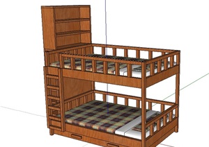 现代完整设施高低床SU(草图大师)模型