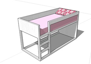 现代女儿房高低床SU(草图大师)模型