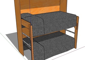 现代室内折叠高低床SU(草图大师)模型