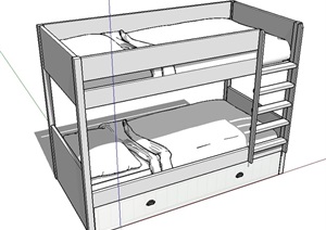 某室内独特高低床SU(草图大师)模型