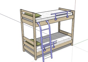 室内详细完整的高低床SU(草图大师)模型