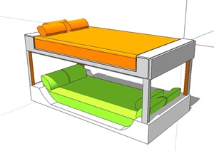 简单室内高低床SU(草图大师)模型
