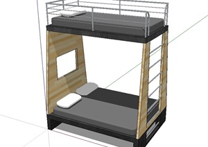 现代室内详细的高低床SU(草图大师)模型