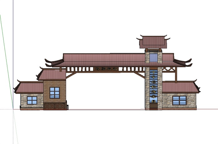古典中式入口大门模型(3)