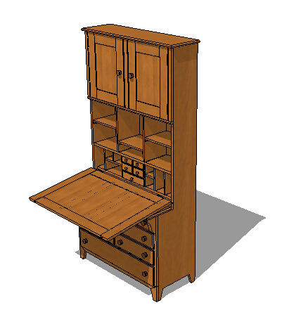 室内全木质详细的柜子设计su模型