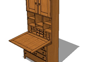 室内全木质详细的柜子设计SU(草图大师)模型