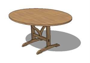 某室内椭圆形桌子设计SU(草图大师)模型