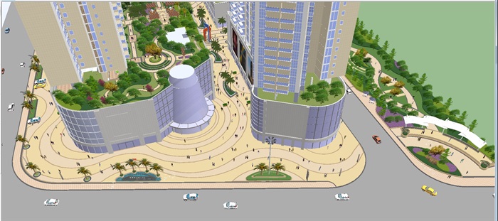 隆鑫国际商业广场建筑与屋顶花园景观方案SU模型(8)