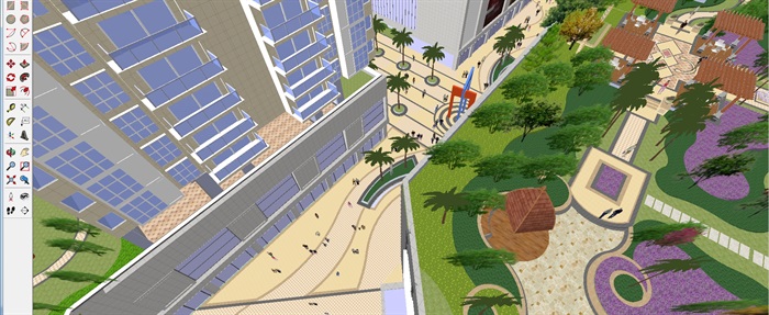 隆鑫国际商业广场建筑与屋顶花园景观方案SU模型(13)