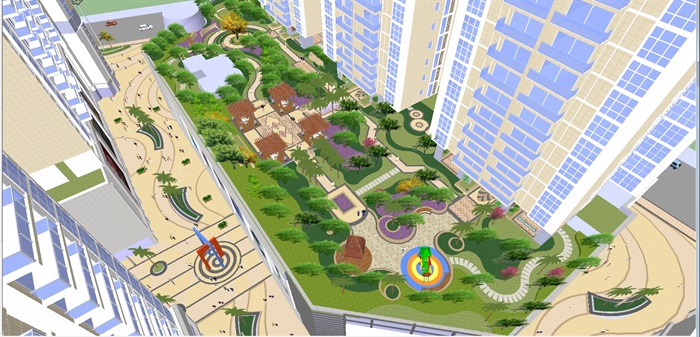 隆鑫国际商业广场建筑与屋顶花园景观方案SU模型(14)