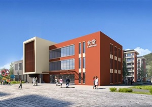 现代学校建筑与景观方案SU(草图大师)设计模型