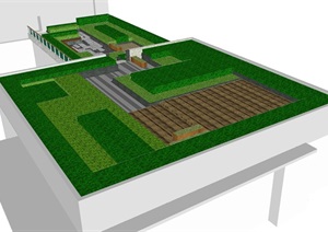 现代办公楼屋顶花园方案SU(草图大师)模型