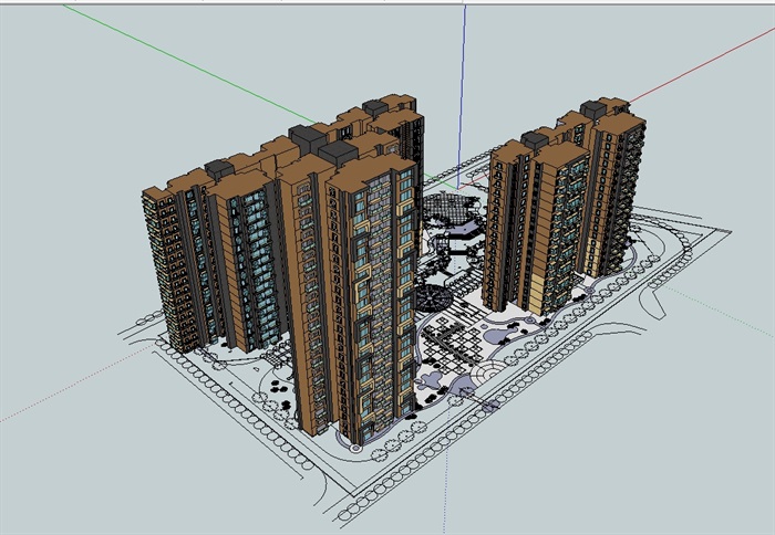 深业香密园高层住宅CAD及SU模型(3)