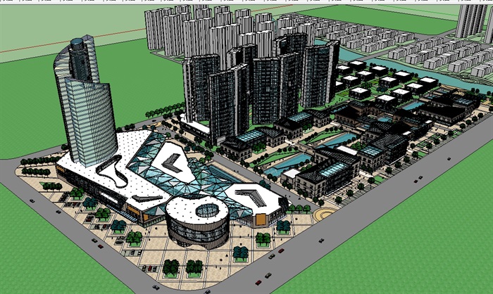 睢宁城市规划建筑综合体设计su模型(1)