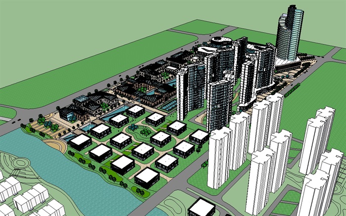 睢宁城市规划建筑综合体设计su模型(3)