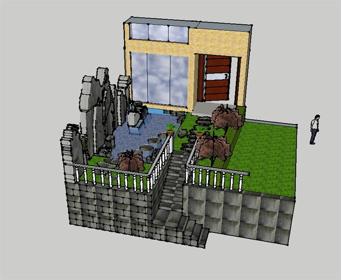 现代小型庭院花园模型(1)