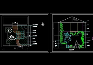 现代屋顶花园绿化cad布置图纸