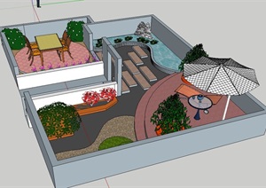 现代独特完整的庭院花园模型