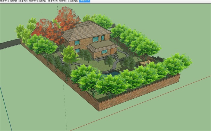 某欧式别墅及庭院花园模型(1)