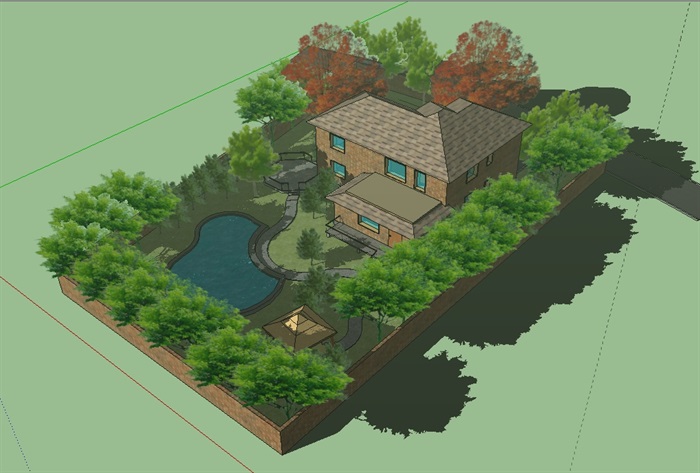 某欧式别墅及庭院花园模型(2)