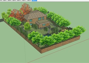 某欧式别墅及庭院花园模型