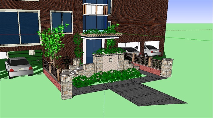 住宅楼前景观庭院花园模型(1)