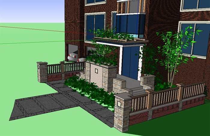 住宅楼前景观庭院花园模型(2)