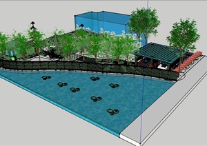 某详细完整的庭院花园SU(草图大师)模型