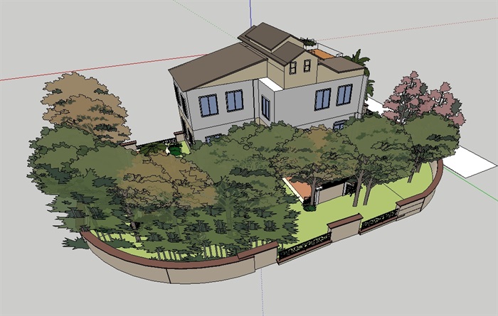 某欧式详细的别墅庭院花园模型(2)