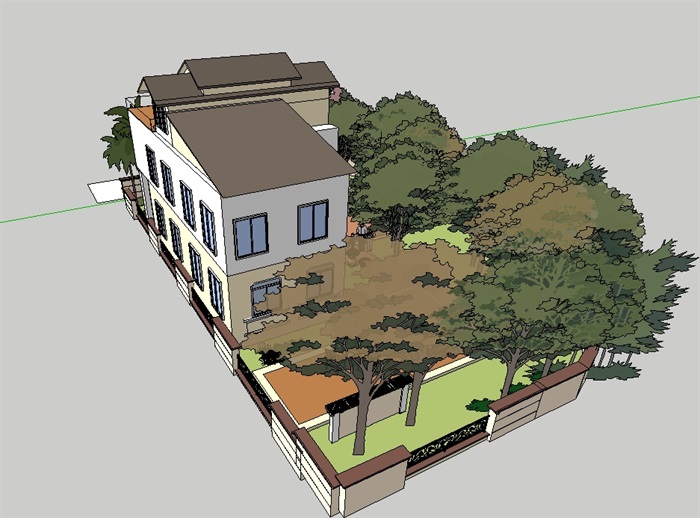 某欧式详细的别墅庭院花园模型(3)