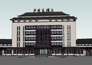 中式风格酒庄酒店办公楼建筑 设计SU(草图大师)模型
