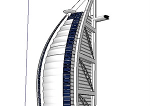 迪拜帆船酒店建筑设计SU(草图大师)模型
