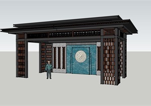新中式廊亭素材设计SU(草图大师)模型