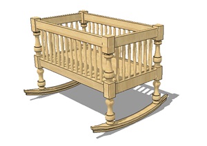 婴儿木质床设计SU(草图大师)模型