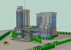 星级酒店详细建筑设计SU(草图大师)模型