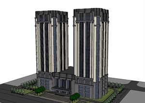 新古典高层酒店项目SU(草图大师)模型