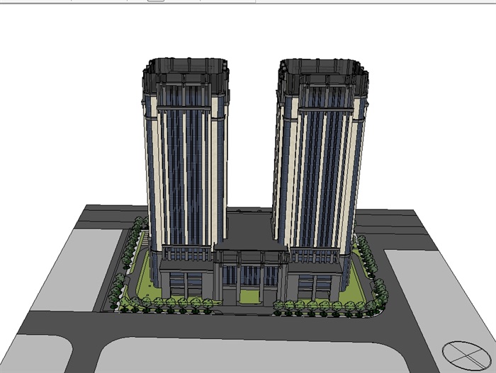 新古典高层酒店项目su模型(3)