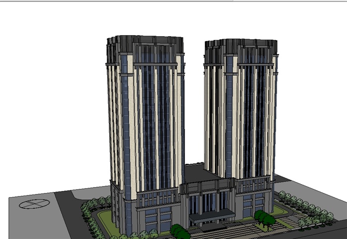 新古典高层酒店项目su模型(2)
