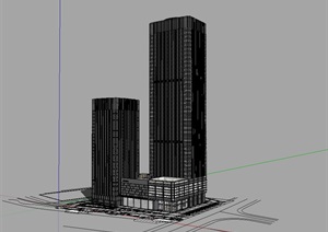 高层办公酒店综合体精细模型