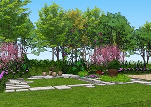 现代主义风格别墅庭院景观设计SU(草图大师)模型
