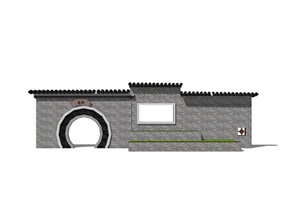 砖砌中式景墙设计SU(草图大师)模型