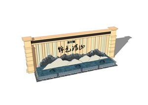 中式景观墙素材设计SU(草图大师)模型