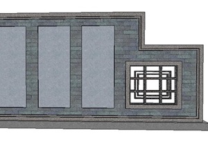 简约中式青砖景墙设计SU(草图大师)模型