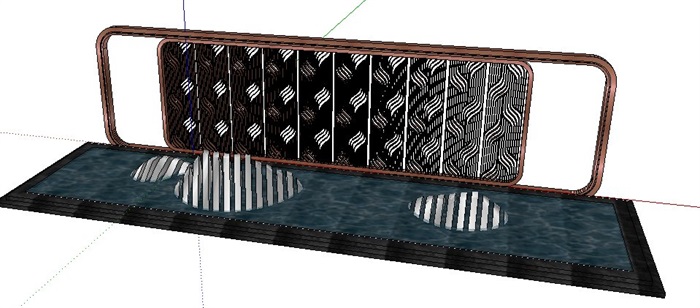 现代镂空景墙及水池设计su模型(4)