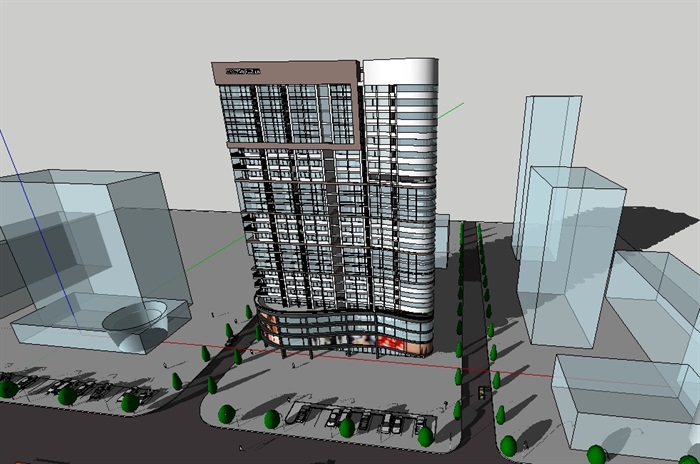 商业办公建筑楼高层设计su模型(1)