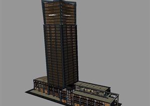 现代星级详细酒店建筑SU(草图大师)模型