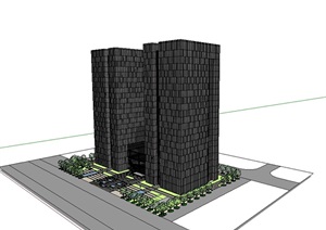 SOHO式办公大楼设计SU(草图大师)模型