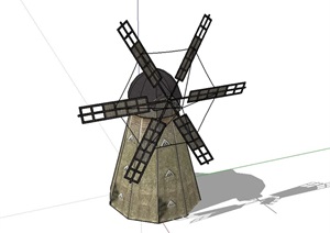 风车详细素材设计SU(草图大师)模型