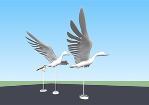 鸟类雕塑小品SU(草图大师)模型